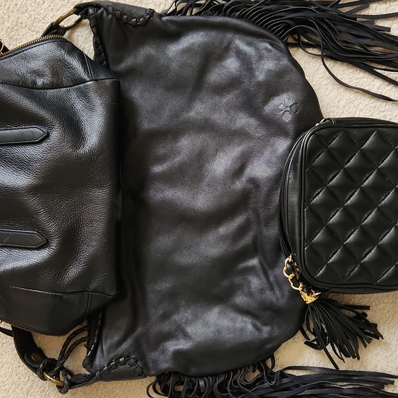 PATRICIA NASH Navy Blue Leather Fringe Shoulder Bag - Picture 16 of 16